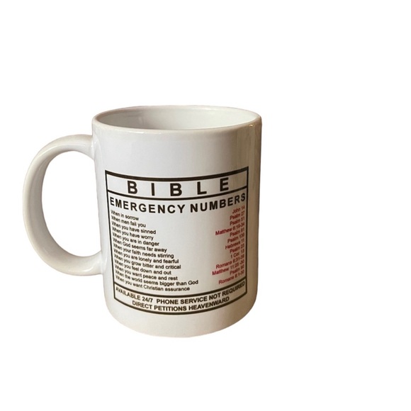 Bible Emergency Numbers Coffee Mug Bible Verse Numbers for times of need. - Picture 2 of 6
